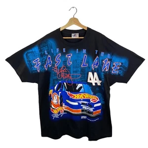 1997 NASCAR #44 KYLE PETTY Hot Wheels Racing Double Sided 90s AOP Shirt VTG 2XL - Picture 1 of 10