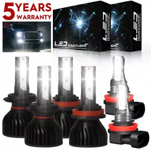 Super Bright Combo LED Headlights H7+H11+H11 High Low Beam + Fog Light Bulbs P4C - Picture 1 of 18