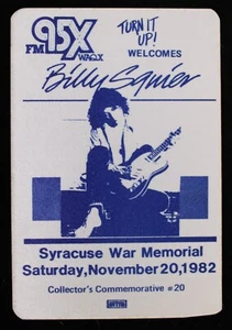 1982 Billy Squire Syracuse War Memorial Backstage Concert Pass - Imagen 1 de 2