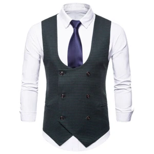 Blazer da uomo tuta da segugio giubbotto gilet top doppio petto slim cool - Foto 1 di 15