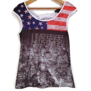 Love ❤ LIVE FREE Girls Sm 4th of July Flag tank - Picture 1 of 3