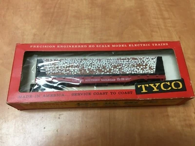 Vintage TYCO MANTUA USA Flat Car Southern w/Pulpwood  Load T334A w/box 1860 HO - Image 1 of 4