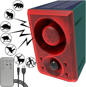 Solar Outdoor Motion Sensor Alarm - Dog Barking & Gunshot Sound 130db Motion - Picture 1 of 9