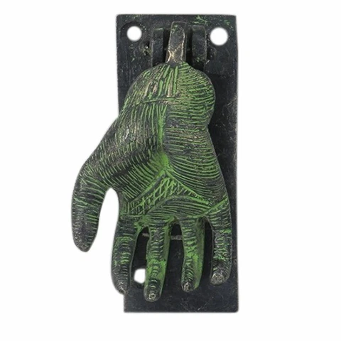 Antique Handmade Hand Door knockers With Patina Door Bell Cover