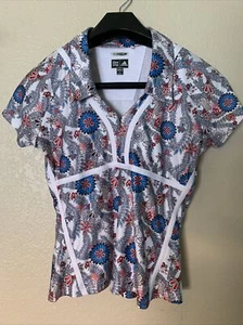 ADIDAS Size S Clima Cool Women’ s NWOT Top Floral Blouse Short Sleeve - Picture 1 of 7