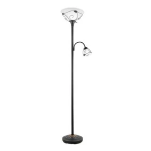 Merra 71" Torchiere Floor Lamp 2-Light Dark-Bronze Finish Frosted Glass Shades - Picture 1 of 9