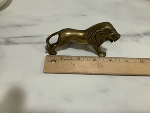 Mid Century Figure Vintage Brass Lion Figurine 2” Tall X 4” Long - Picture 1 of 10