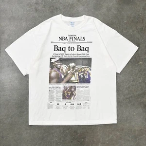 Vintage 2001 Lakers LA Times Shaq Baq To Newspaper Shirt XL Kobe NBA Y2K RARE - Picture 1 of 6