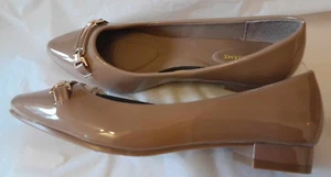 J D Williams Light Brown Low Block Heeled Shoes Size 4 Extra Wide NEW