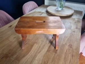 Antique Rustic Wooden Stool Plantstand Decorative Vintage - Picture 1 of 10