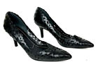 Charles David Leather Cut Out Upper High Heel Black Pumps Pointed Toe Size 8.5
