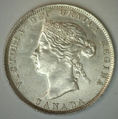 UNC 1874 H Canada Silver 25 Cents Coin Uncirculated Victoria Ruler Canadian 25c - Image 1 of 2