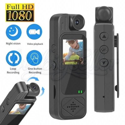 Mini Police Body Camera HD 1080P Video DVR Clip IR Night Cam Camcorder US - Image 1 of 4