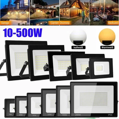 LED Strahler Außen 10W-500W Fluter ohne/mit Bewegungsmelder Scheinwerfer IP65 de - Bild 1 von 4