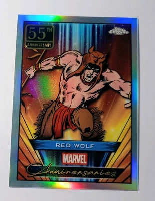 Refractor Topps 2025 cromado Marvel Red Wolf 55 aniversario Ma-6 Foto 1 de 4