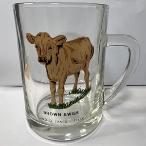 Land O' Lakes Felco Vintage 70er Jahre braun Schweizer Kalb Glas Becher - Bild 1 von 6