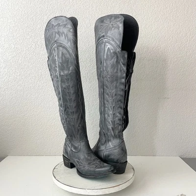 Botas de Vaquero Lane LEXINGTON Sobre la Rodilla Negras 7.5 Para Mujer Vaquera Occidental Altas Foto 1 de 4