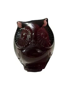 UV Reactive Fenton Amethyst Glass Owl Figurine – 3" Purple Glass Paperweight - Picture 1 of 3