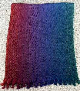 McKernan Cosmo Rainbow Signature Scarf Pure Merino Wool Red Green Purple - Picture 1 of 6