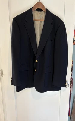 Vintage Chaps Ralph Lauren Blazer Mens Gold Button USA Single Breasted Navy Wool - Image 1 of 4
