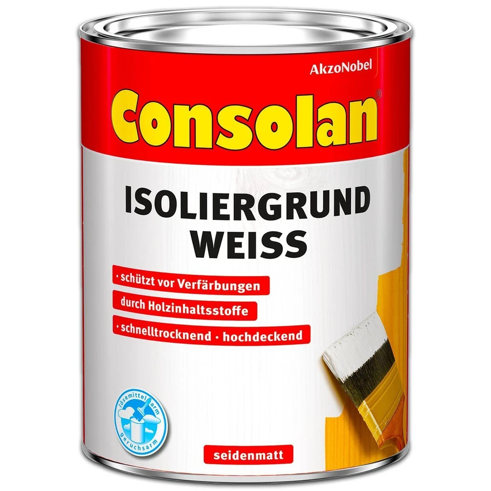 Consolan Isoliergrund Weiß 0,75 l Außen Sperrgrund Grundierung Holzgrund Deckend - Bild 1 von 1