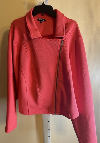 VETEMENTS Giacca donna torrida color corallo con cerniera waffle taglie forti 4x taglia 26