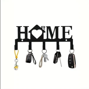 Schlüsselbrett Home Motiv Metall Schwarz - Schlüsselkasten Schlüsselhaken - Bild 1 von 4