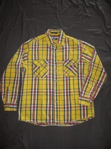 Fieldmaster Plaid Flannel shirt size M/L 100% Cotton Heavy Thick unique YELLOW - Picture 1 of 8