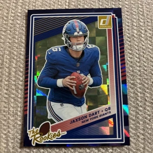 2025 Panini Donruss Jaxson Dart The Rookies Holo Blue Checkerboard Giants RC - Bild 1 von 2