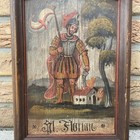 Gemälde Heiligenbild Heiliger Florian auf Holz gemalt Holztafel Antik Stil