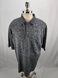 Tommy Bahama Men's Silk Cotton Blend Gray Palm Design Polo Shirt XL - Picture 1 of 6