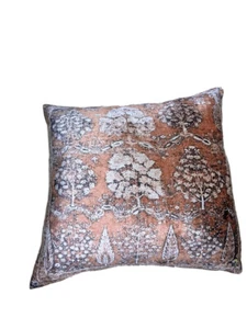 22” x 22 Throw Pillow Cinnamon Pumpkin Velour Feather pillow tree antique print - Picture 1 of 9