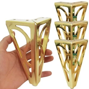 4Pcs 6 Inch Gold Heavy Duty Metal Furniture Legs Sofa Cabinet Table Feet Set - Picture 1 of 8