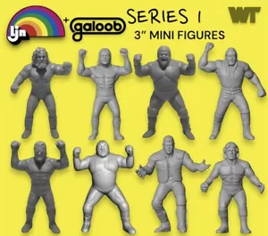 WT 3"" WWF LJN + WCW GALOOB Estilo Minis SERIE 1 - JUEGO COMPLETO DE 8 WWE sin pintar - Imagen 1 de 1