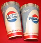 12 Vintage 1960's PEPSI / DIET PEPSI SODA Wax PAPER Dixie 7oz CUPS Store Stock !
