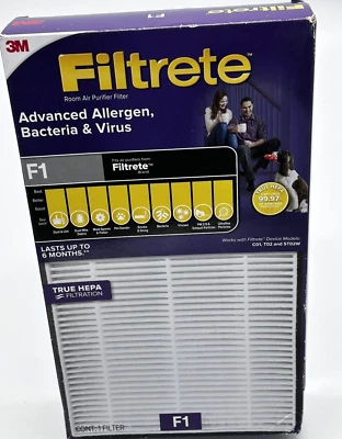 FILTRETE F1 3M Advanced Alergen Bacteria Virus True Hepa Air Purifer Filter - Image 1 of 4