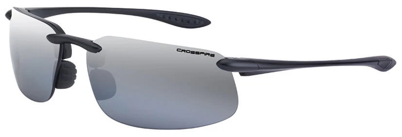 Crossfire ES4 Safety Glasses with Shiny Black Frame and Silver Mirror Lens - Image 1 of 1
