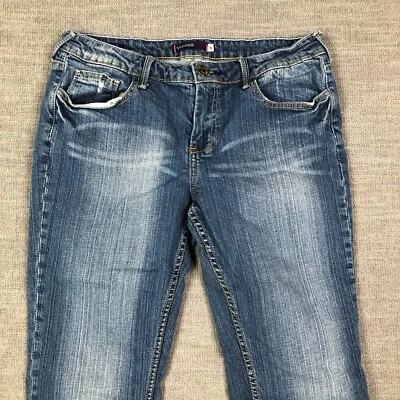 Vigoss Capri Jeans Womens 9 Juniors 28 Blue Denim Cuffed Mid Rise Medium Wash - Image 1 of 4