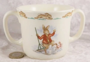 Bunnykins two handled cup by Royal Doulton rabbits childrens cup 3" tall - Picture 1 of 2
