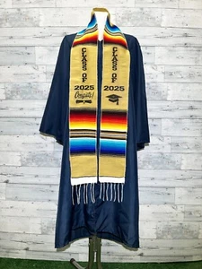 Class of 2025 Sarape graduation sash school stole wraps Mexican Stole Gold - Picture 1 of 2