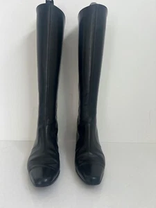 Manolo Blahnik Flat Boots Black Leather Size 39 - Picture 1 of 7