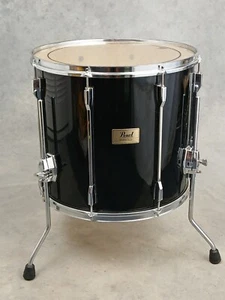 PEARL SESSION ELITE 18" BLACK LACQUER FLOOR TOM DRUM, 90's BIRCH/ MAHOGANY - Picture 1 of 10