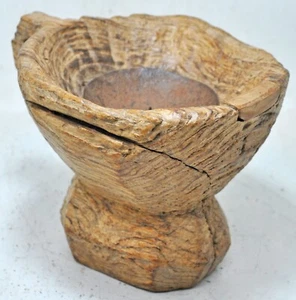 Antique Wooden Agricultural Bijni Seed Holder Candle Stand Original Hand Carved - Picture 1 of 9