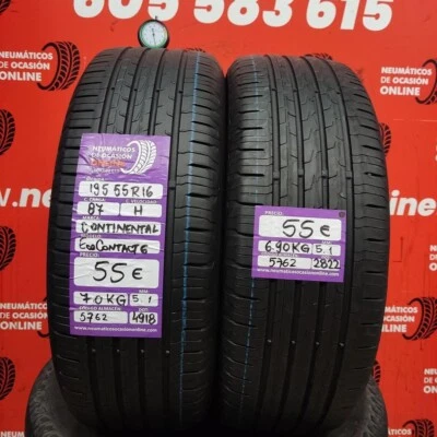 2x 195 55 R16 87H 5.1/5.1mm Continental Eco Contact 6 Ref.5762 - Imagen 1 de 4