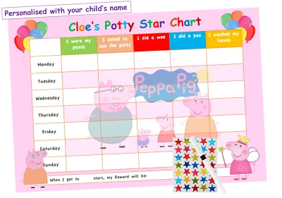 Potty Toilet Training Reward Chart Personalised Boys Girls Sticker Reusable PP2 - Image 1 of 4