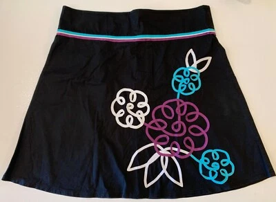 HEART & SOUL VINTAGE BLACK SKIRT W/ PURPLE TEAL WHITE SZ 9  SIM TO WOMENS 6 - Image 1 of 4