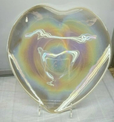 Plato de Cena Corazón Blanco Día de San Valentín Ópalo Perla Plato 11" Nuevo Lustre Pavo Foto 1 de 4