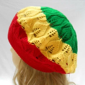 Rasta Beanie Hat Black Winter Jamaican Reggae Warm Knit Cap Tam slouchy - Picture 1 of 2