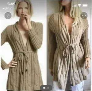 CAbi Sweater Camel Large Coastal Acorn Cable Knit Cardigan Belted Capsule - Picture 1 of 4