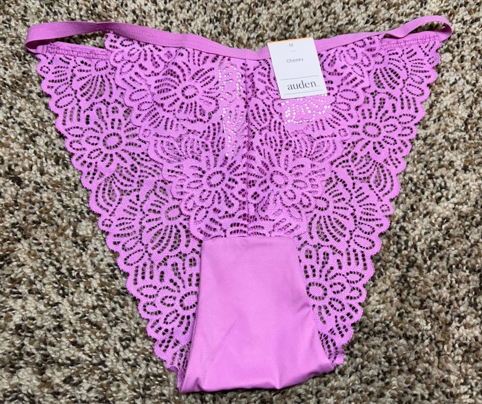 Auden Womens Size M Pink Flower Detailed Lace Cheeky Underwear